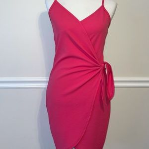 Pink Wrap Bodycon Dress